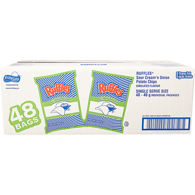 RUFFLES Potato Chips, Sour Cream & Onion, Vending Chips 48x40.0 g