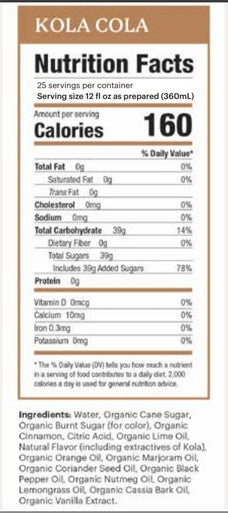 Tractor Beverage Co. Organic Cola Syrup Organic Crafted 2.5 Gallon Bag in Box