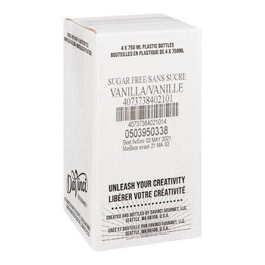 DaVinci Gourmet Sugar Free Vanilla Flavoring Syrup | 750ML/Unit, 4 Units/Case