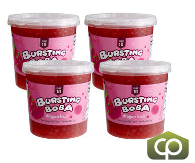 Bossen Pure10 Dragon Fruit Bursting Boba 7.04 lb. (3.19 kg) - 4/Case | Bursting with Real
