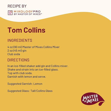 Master of Mixes 1 Liter Premium Tom Collins Mix - Refreshingly Sweet (12/Case)