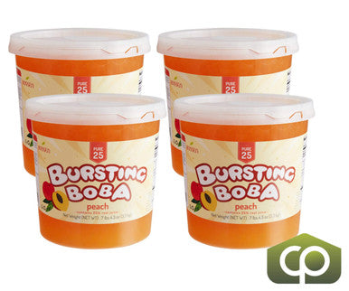 Bossen Pure25 Peach Bursting Boba 7.04 lb. (3.19 kg) - 4/Case | Real Peach Juice