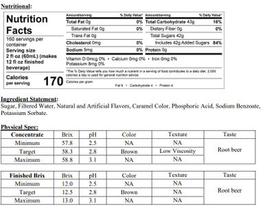 Pure Craft Beverages Root Beer Float Soda Syrup 2.5 Gallon Bag in Box
