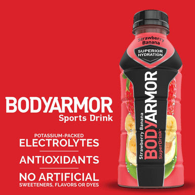 BODYARMOR Sports SuperDrink Coconut Water Hydration Strawberry Banana 473ml -12 PACK