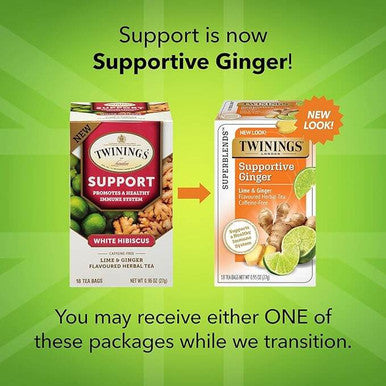Twinings White Hibiscus, Lime & Ginger Wellness Blend - 18/Box