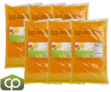 Bossen Mango Bubble Tea Crystal Boba in Syrup 4.4 lb. (2 kg) | Translucent Orange(6/Case)