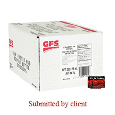 Gordon a2zchef Pure Strawberry Jam, Portion, Trans Fat Compliant | 16ML/Unit, 200 Units/Case