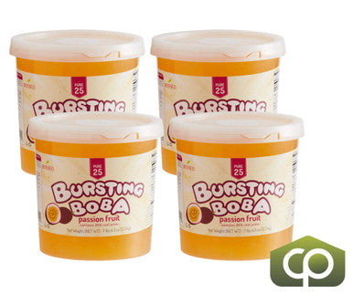 Bossen Pure25 Passion Fruit Bursting Boba 7.04 lb. (3.19 kg) - 4/Case |Real Passion Fruit Juice