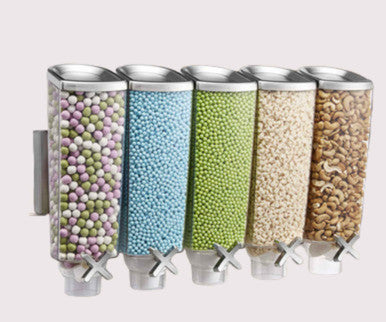 Rosseto EZ-PRO 3.8 Liter, 5 Canister Wall-Mounted Food Dispenser - Precise Dispensing Convenience