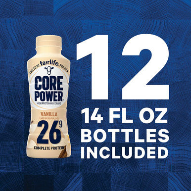 Core Power Fairlife High Protein Vanilla Milk 14oz (12-Pack)
