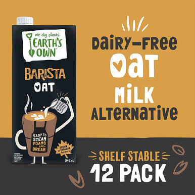 Earth's Own Oat Milk Barista Edition - 946mL - Plant-Based, Dairy-Free, Vegan, Nut-Free, Shelf-Stable  -12/CASE