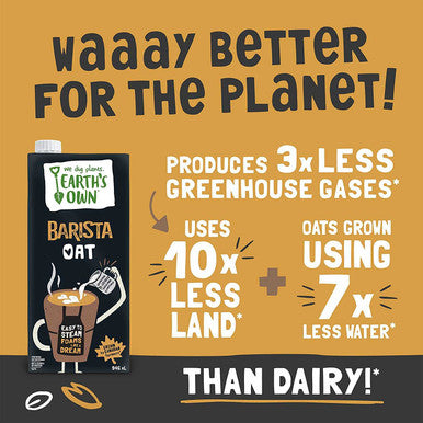Earth's Own Oat Milk Barista Edition - 946mL - Plant-Based, Dairy-Free, Vegan, Nut-Free, Shelf-Stable  -12/CASE