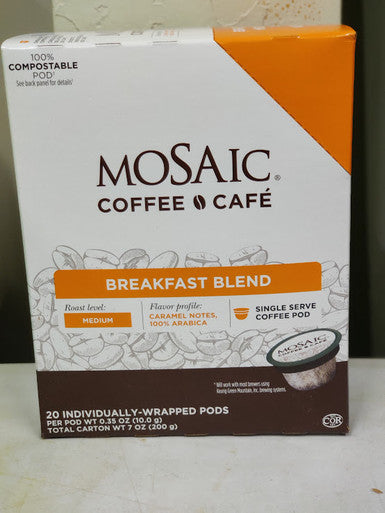 Mosaic Breakfast Blend Coffee, Single Serve Pod | 20UN/Unit, 6 Units/Case