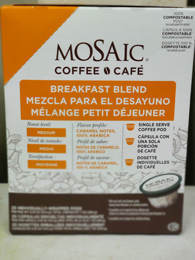 Mosaic Breakfast Blend Coffee, Single Serve Pod | 20UN/Unit, 6 Units/Case