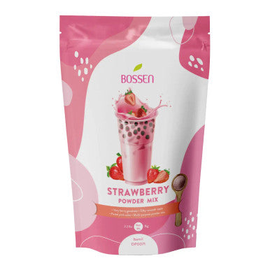 Bossen 2.2 lb/1Kg Strawberry Bubble Tea Powder Mix | Refreshing Sweet Flavor(10/Case)