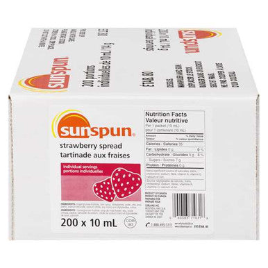 SUNSPUN Strawberry Spread Portion Packs 200x10.0 ml