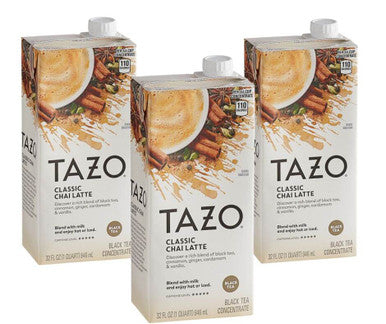 Tazo Chai Latte 1:1 Concentrate 946ml/32 fl oz- 3 Pack