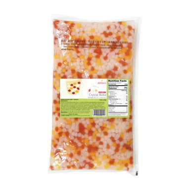 Bossen 4.4 lb. (2 kg) Rainbow Bubble Tea Crystal Boba in Syrup | Translucent Boba(6/Case)