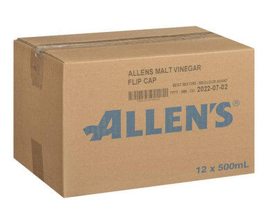 Allens Vinegar Malt Flip Cap 500ml/0.05 Liter (12/Case) - Canadian Made