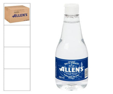 Allens White Vinegar Flip Cap 500ml/0.5 Liter(12/Case) - Canadian Made