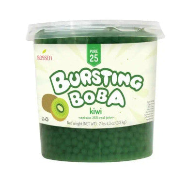 Bossen Pure25 Kiwi Bursting Boba 7.04 lb. (3.19 kg) - 4/Case | Real Kiwi Juice