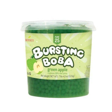 Bossen Pure25 Green Apple Bursting Boba 7.26 lb. (3.29 kg) - 4/Case Real Green
