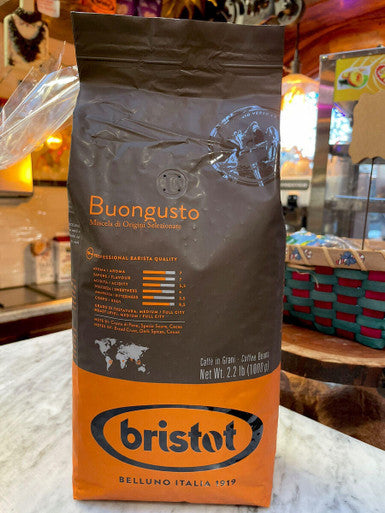 Bristot BUONGUSTO Medium Blend Coffee Beans - 1 Kg (2.2 lbs / 1000g) Bag (6/Case)