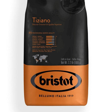 Bristot TIZIANO Medium Blend Coffee Beans - 1 Kg (2.2 lbs / 1000g) Bag (6/Case)
