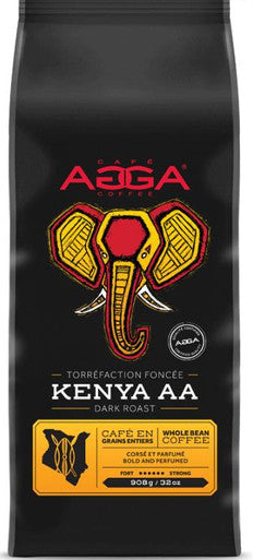 CafÃ© Agga KENYA AA Espresso Dark Roast Coffee Beans - 0.9 Kg 2 Lbs Bag (6/Case)