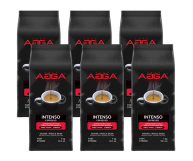 Cafe Agga INTENSO Espresso Dark Roast Coffee Beans - 1 Kg 2.2 Lbs Bag (6/Case)