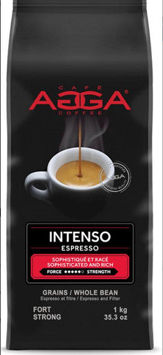 Cafe Agga INTENSO Espresso Dark Roast Coffee Beans - 1 Kg 2.2 Lbs Bag (6/Case)