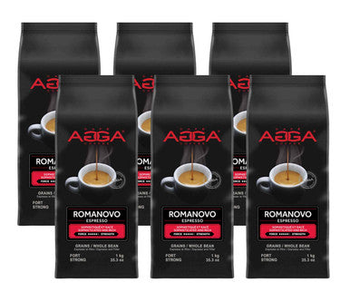 Cafe Agga ROMANOVO Espresso Dark Roast Coffee Beans - 1 Kg 2.2 Lbs (6/Case)