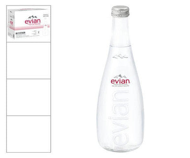 Evian Natural Spring Mineral Water, 750ml/25.3oz Glass Bottles (12 Pack)