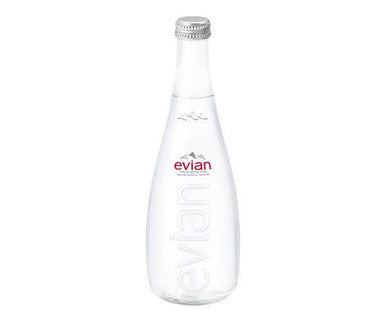Evian Natural Spring Mineral Water, 750ml/25.3oz Glass Bottles (12 Pack)