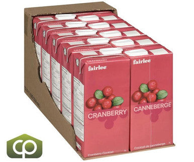 Fairlee Juices Juice Cranberry Cocktail Slim 50028 1L/33 ounces (12/Case)