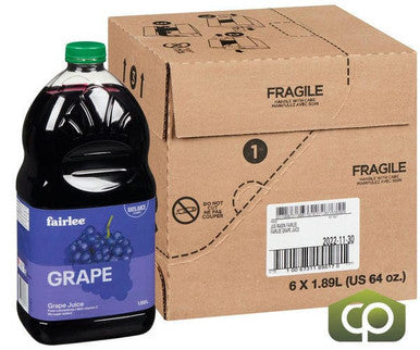 Fairlee Juices Juice Grape 1.89 L/63 ounces (6/Case) - Canadian Made
