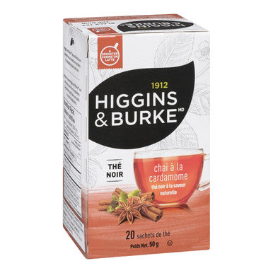 Higgins & Burke Chai Tea Bags - 20 Count (Pack of 6) | Naturally Flavored Black Tea