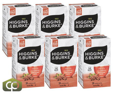 Higgins & Burke Chai Tea Bags - 20 Count (Pack of 6) | Naturally Flavored Black Tea