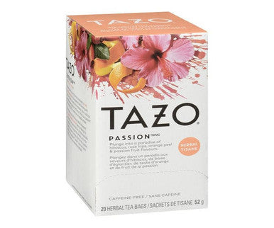 Tazo Passion Herbal Tea Bags 20 CT/36 oz (6/Case) Refreshing and Fruity Herbal Tea