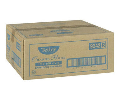 Tetley Orange Pekoe Tea Bags 200g/100CT (10/Case) Classic Black Tea Blend