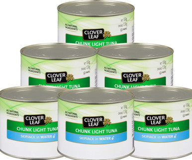 CLOVER LEAF Chunk Light Canned Tuna In Water Bulk Food Service 1.8 kg/3.96 Lbs (6/Case)
