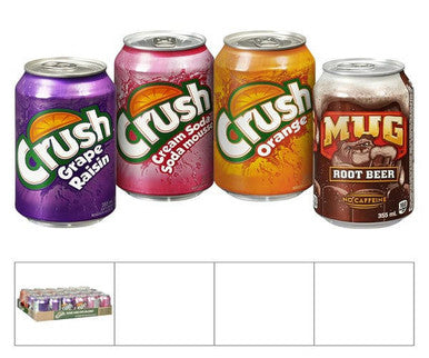Crush Soda Assorted Rainbow Pack Can 355 ML/12 ounces (24/Case)