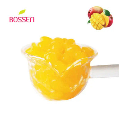 Bossen Mango Bubble Tea Crystal Boba in Syrup 4.4 lb. (2 kg) | Translucent Orange(6/Case)