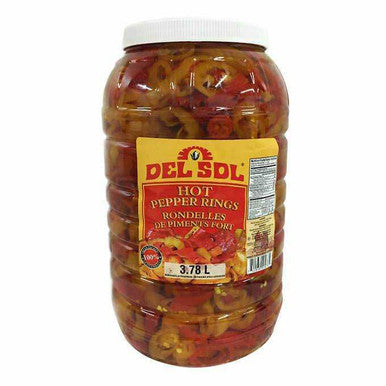 Del Sol Hot Pepper Rings - 3.78 L (4/CASE) | Spicy and Tangy Pepper Delight