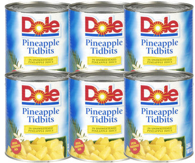 DOLE Pineapple Tidbits 2.84L/100 fl oz Bulk Food Service (6/Case)