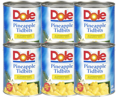 DOLE Pineapple Tidbits 2.84L/100 fl oz Bulk Food Service (6/Case)
