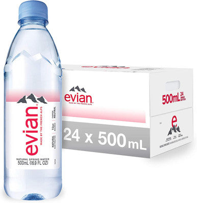 Evian Bottled Natural Spring Water | 500ml  24/Case | Pallet of 64 Cases