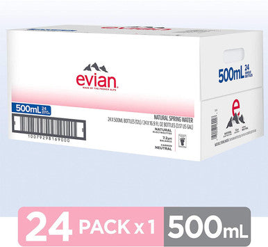 EVIAN Bottled Natural Spring Water 500ml (24/Case)