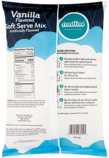 Frostline Vanilla Soft Serve Ice Cream Mix Lactose Free 6 lbs | Waffle Cones 12pk & Rainbow Sprinkles