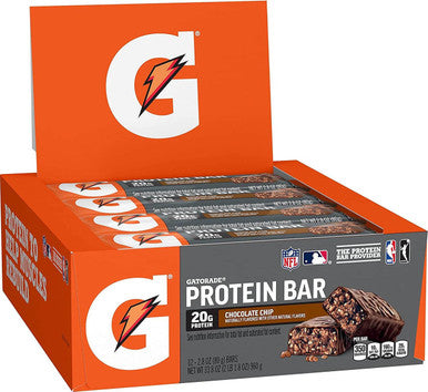 Gatorade Whey Protein Bar | Chocolate Chip| 12 x 80g | 20g Protein for Athletic Recovery